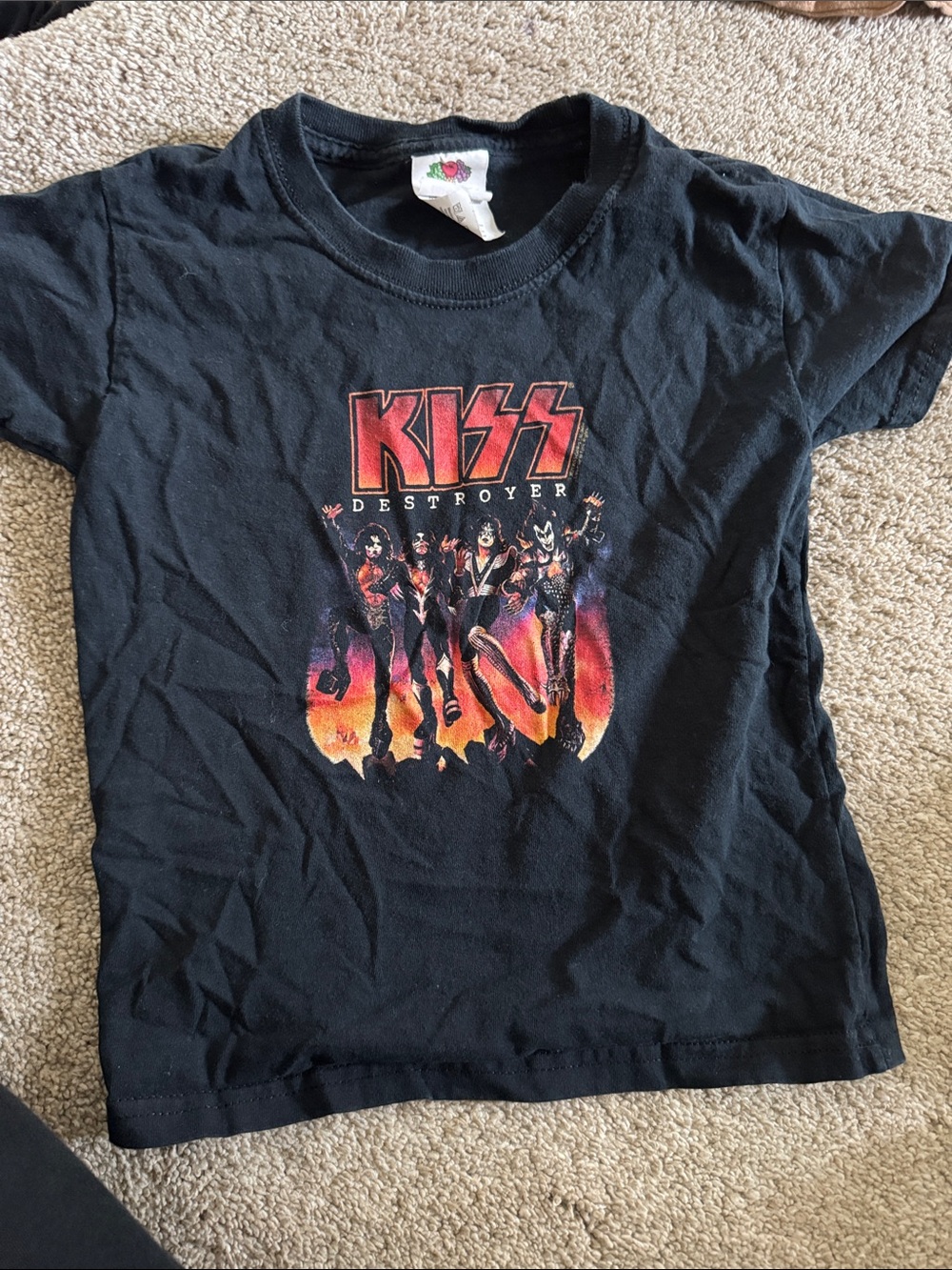 Kiss Black Short Sleeve Tee with Red & Orange Band Graphic